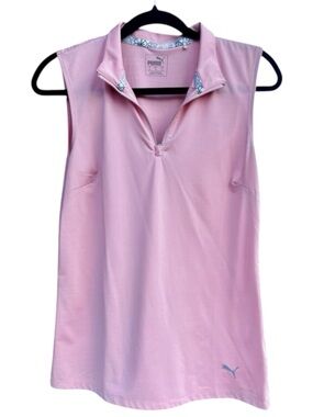 Puma Sleeveless Performance Top Pink Golf Tennis 1/4 Zip Athletic Tank Medium